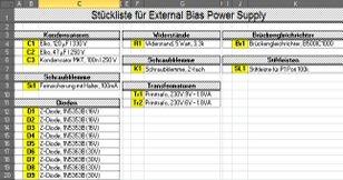 Parts list external bias power supply